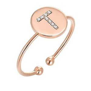 14K Gold Plated Initial Ring Stackable Rings for Women | Fashion Rings